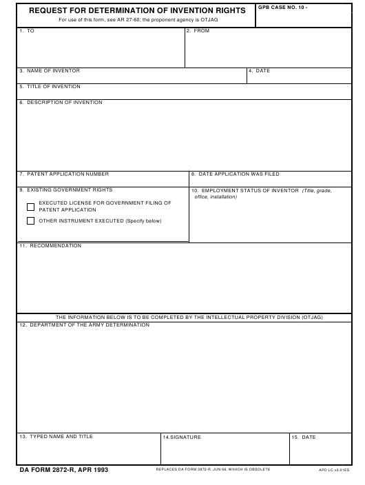 DA Form 2872-R form preview