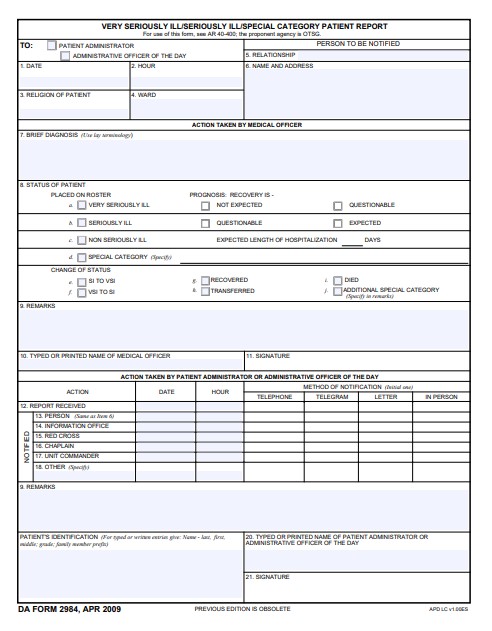 DA Form 2984 form preview