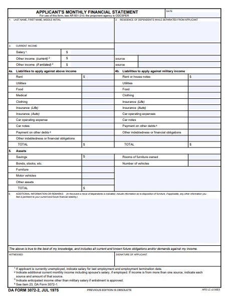 DA Form 3072-2 form preview