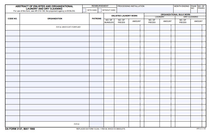 DA Form 3137 form preview