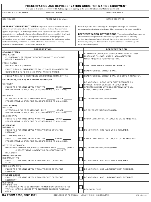 DA Form 3256 form preview