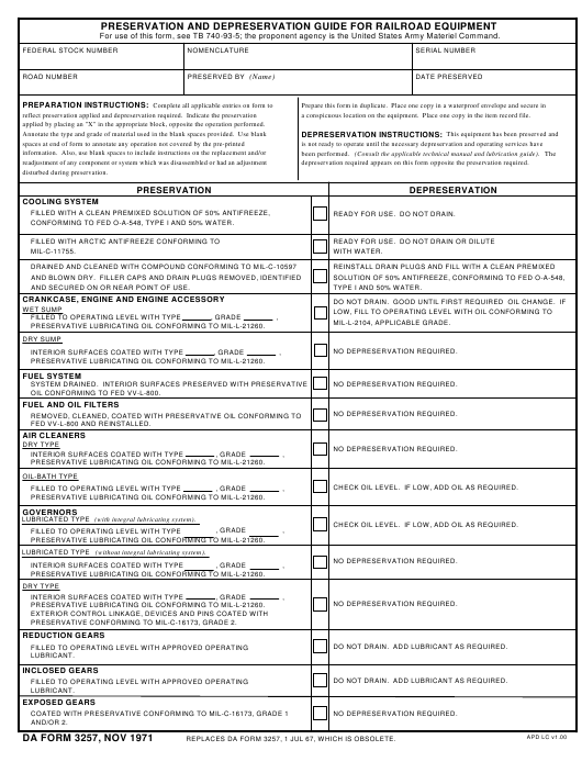 DA Form 3257 form preview