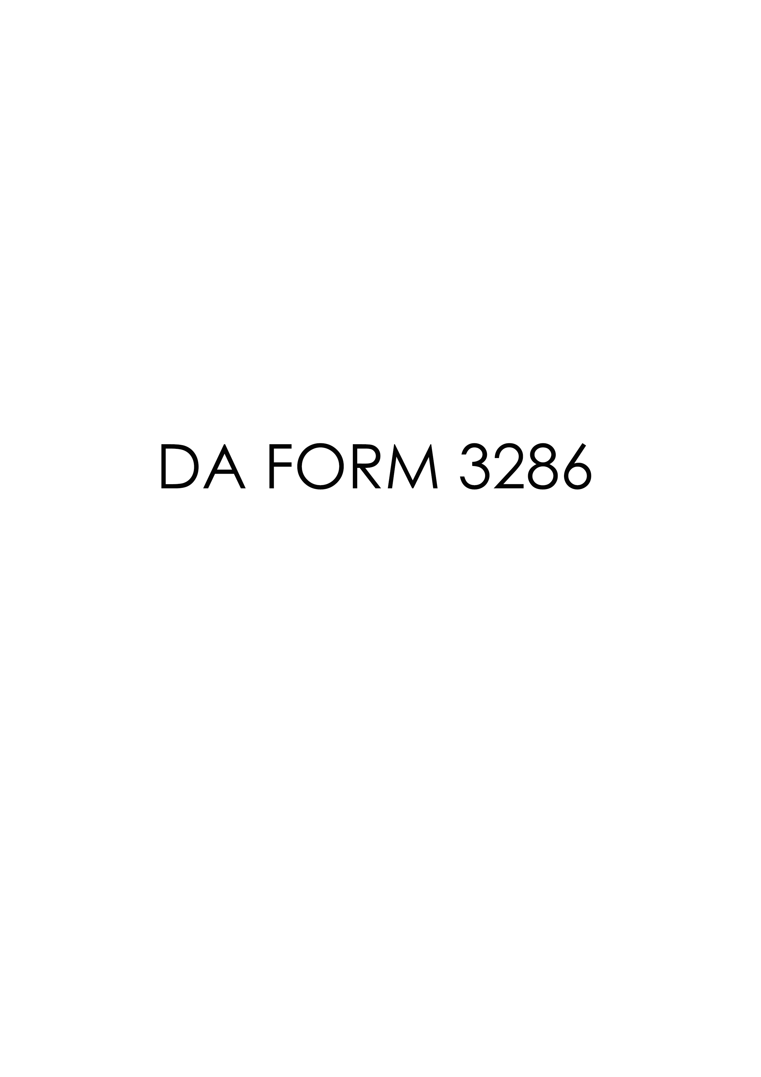 DA Form 3286 form preview