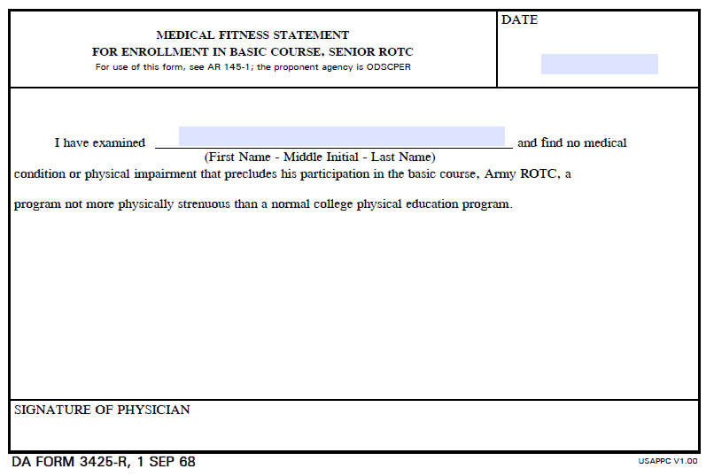 DA Form 3425-R form preview