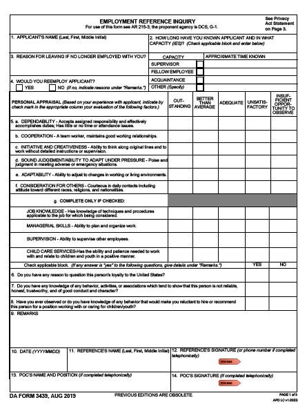 DA Form 3439 form preview