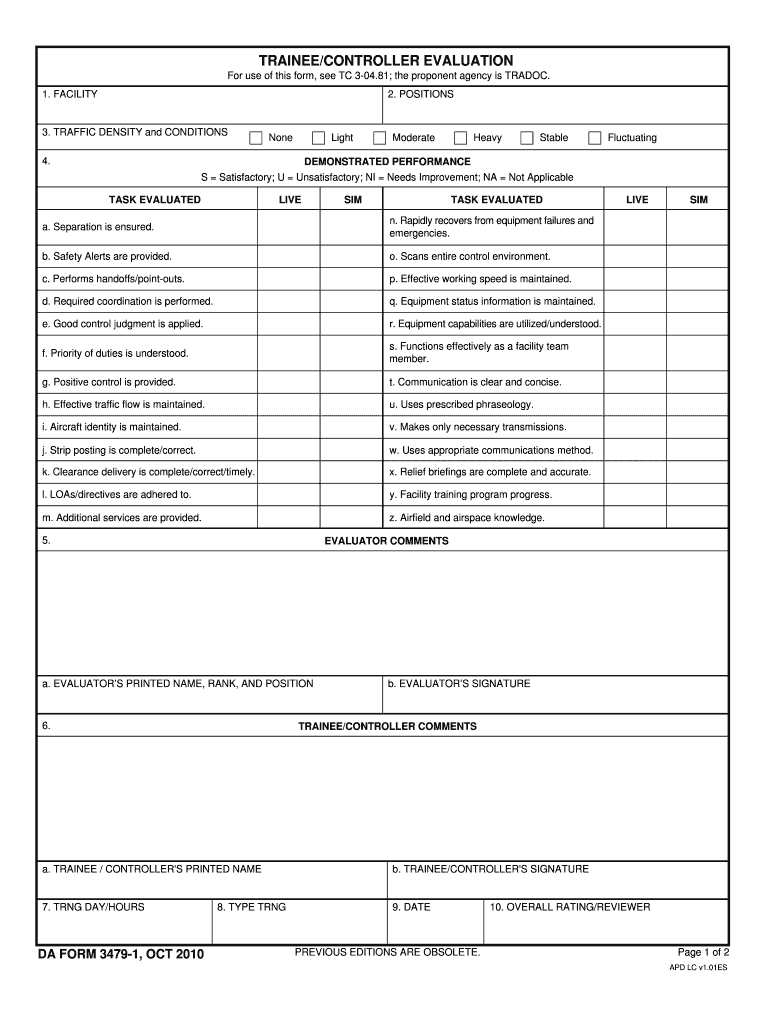 DA Form 3479-1 form preview