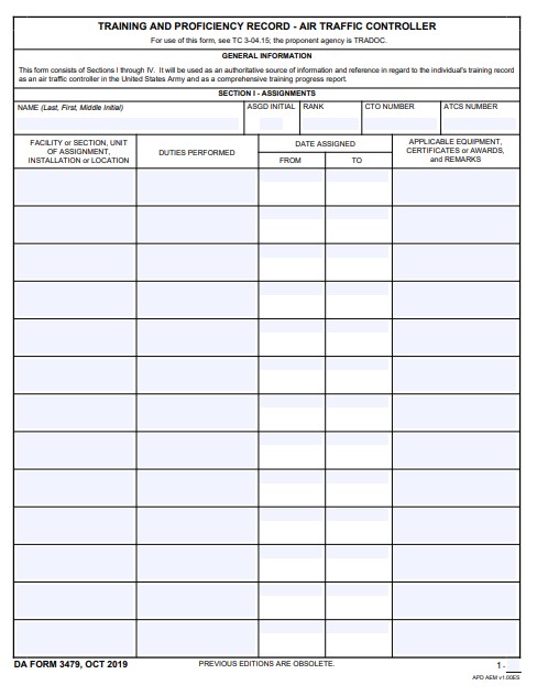 DA Form 3479 form preview