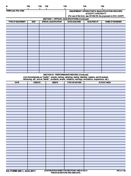 DA Form 348-1 form preview