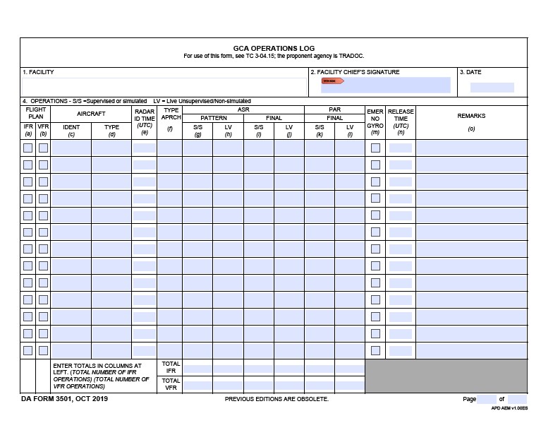 DA Form 3501 form preview