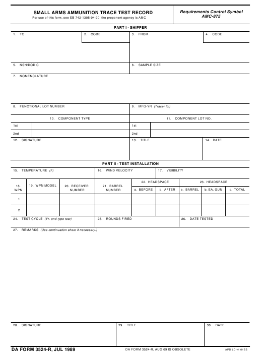 DA Form 3524-R form preview
