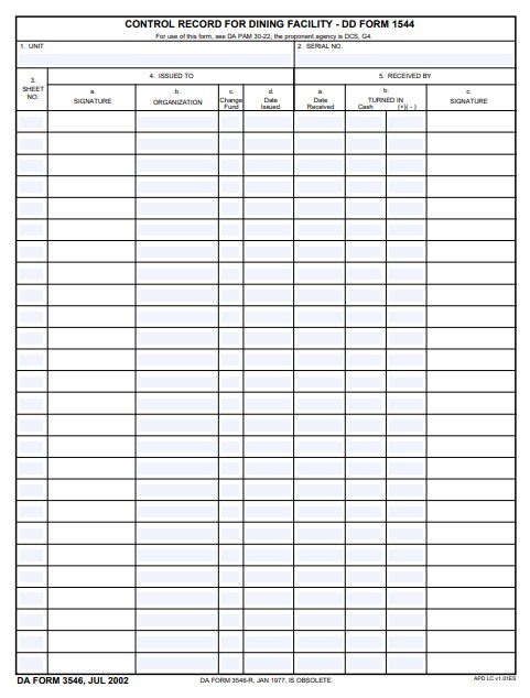 DA Form 3546 form preview