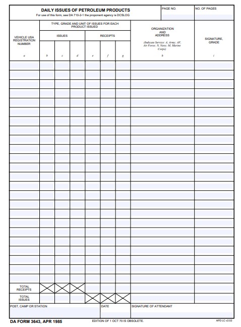 DA Form 3643 form preview