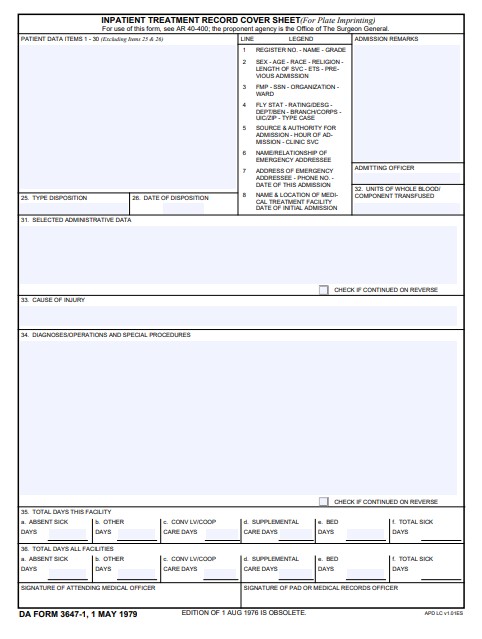 DA Form 3647-1 form preview