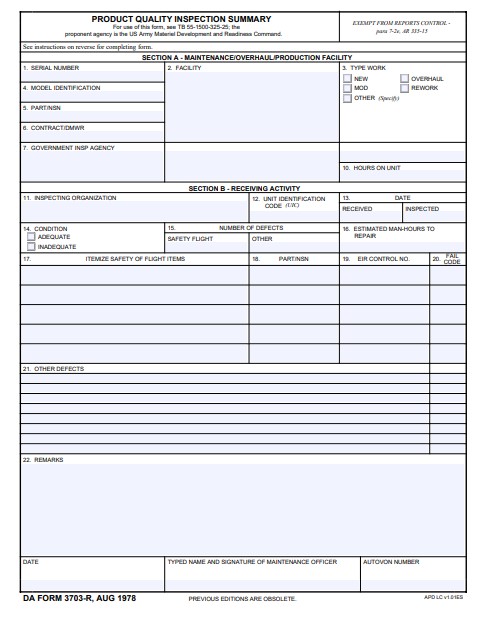 DA Form 3703-R form preview