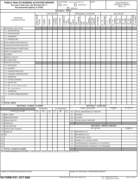 DA Form 3761 form preview