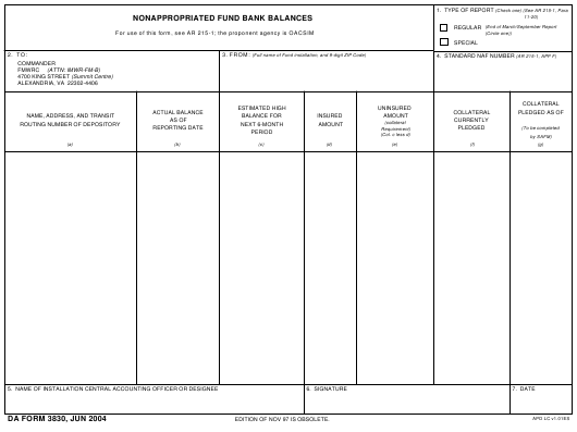 DA Form 3830 form preview