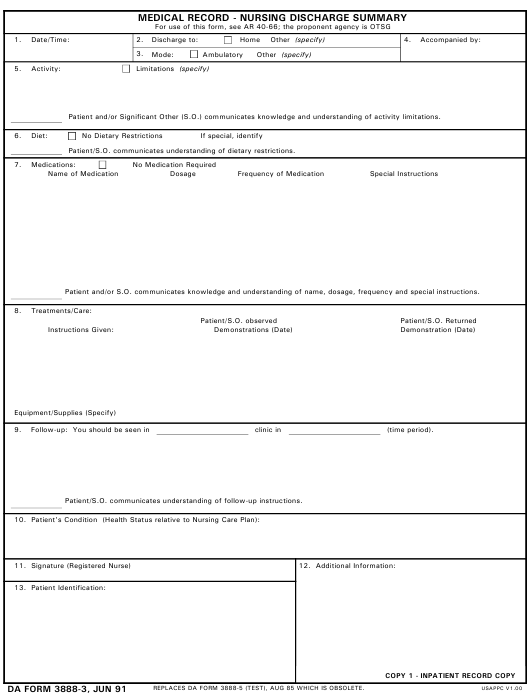DA Form 3888-3 form preview