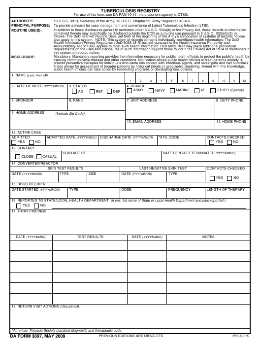 DA Form 3897 form preview