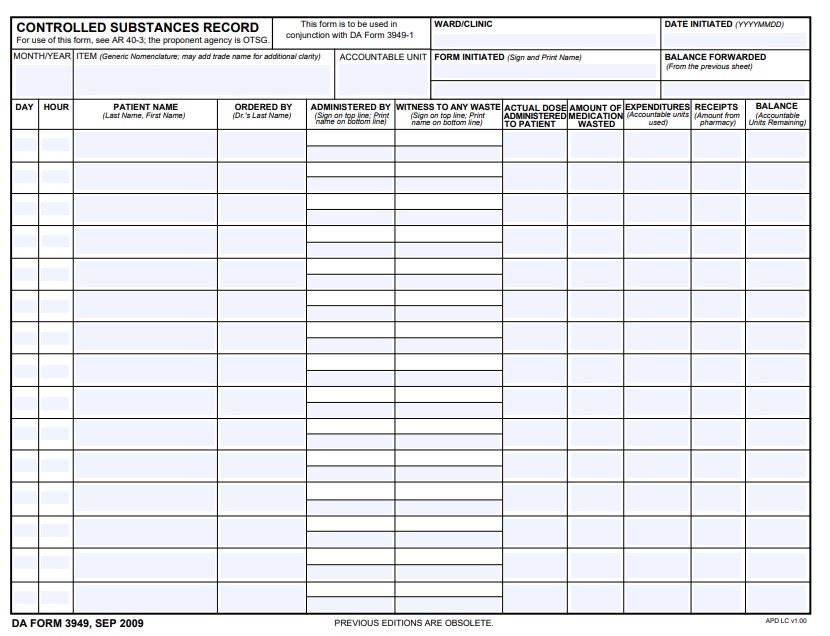 DA Form 3949 form preview