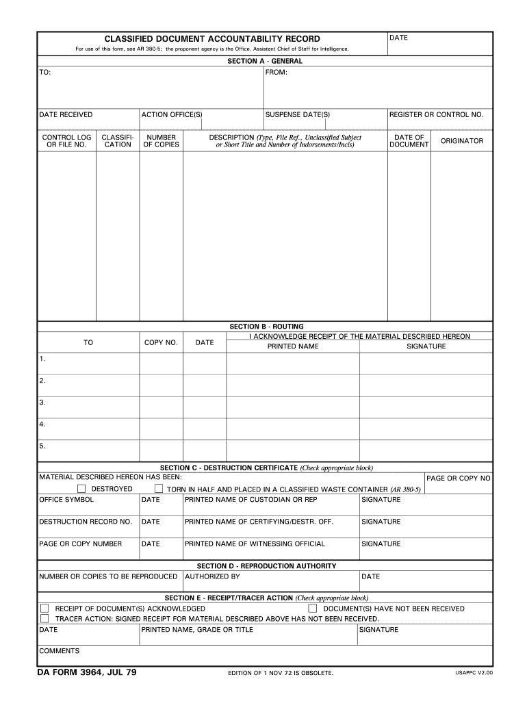 DA Form 3964 form preview