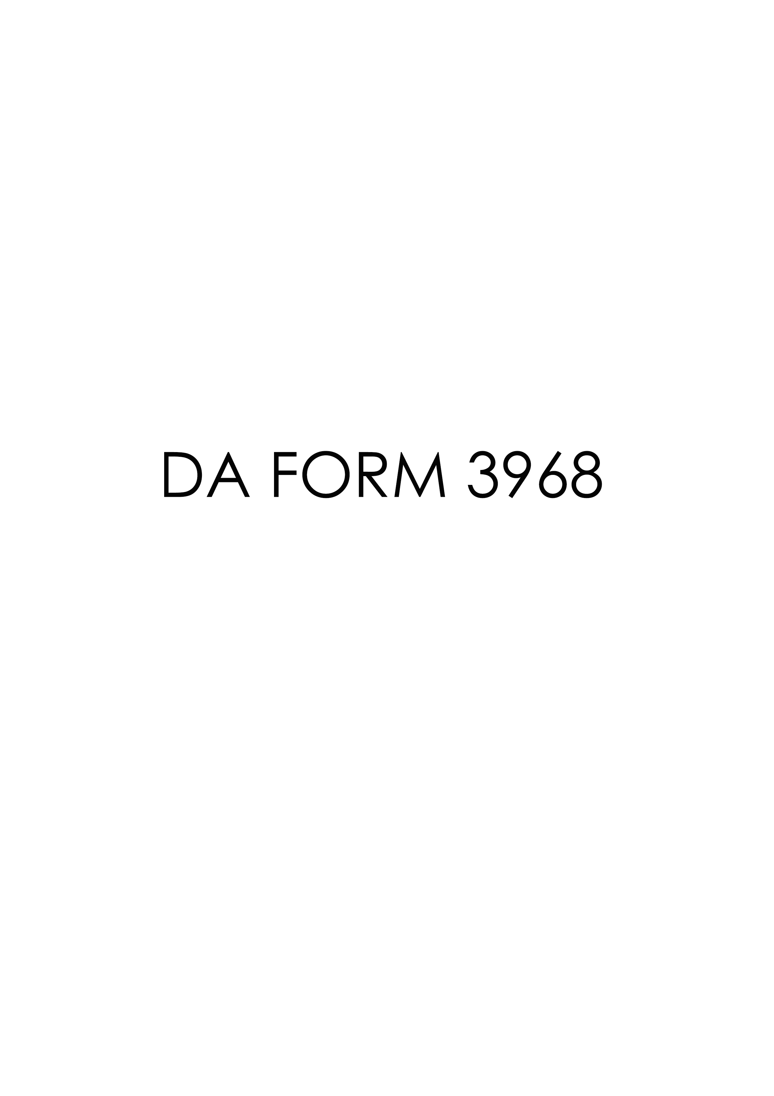 DA Form 3968 form preview