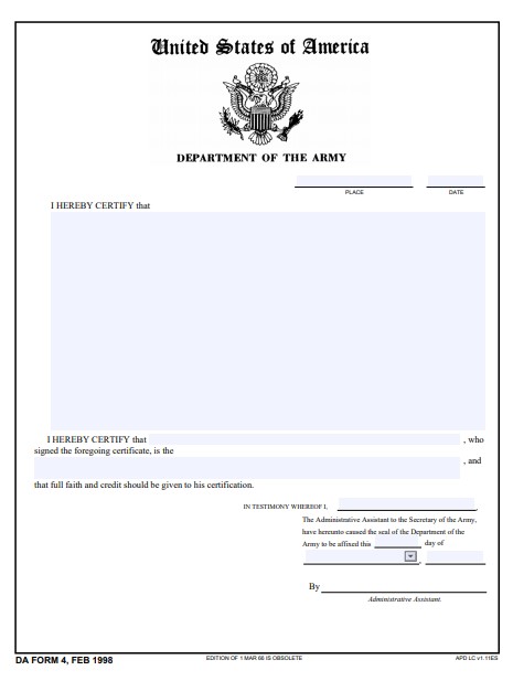 DA Form 4 form preview