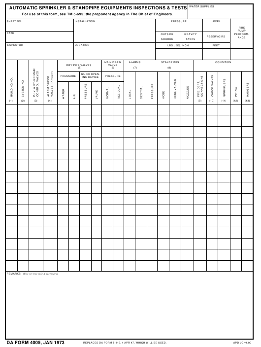 DA Form 4005 form preview