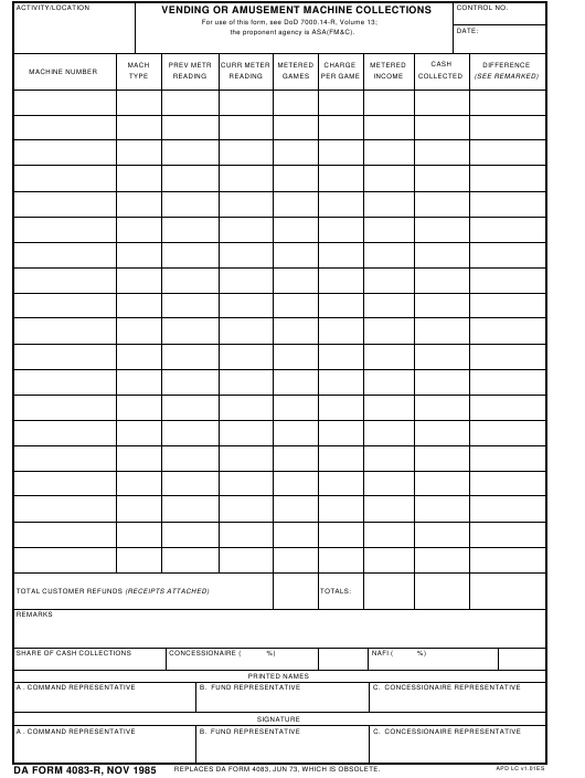 DA Form 4083-R form preview