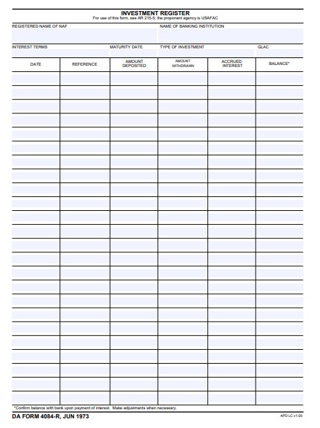 DA Form 4084-R form preview