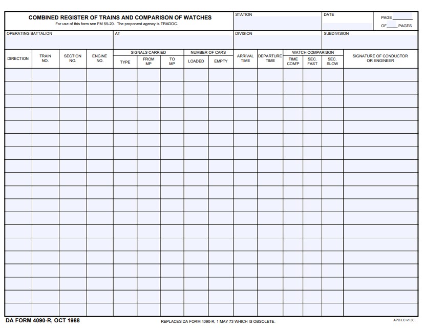 DA Form 4090-R form preview