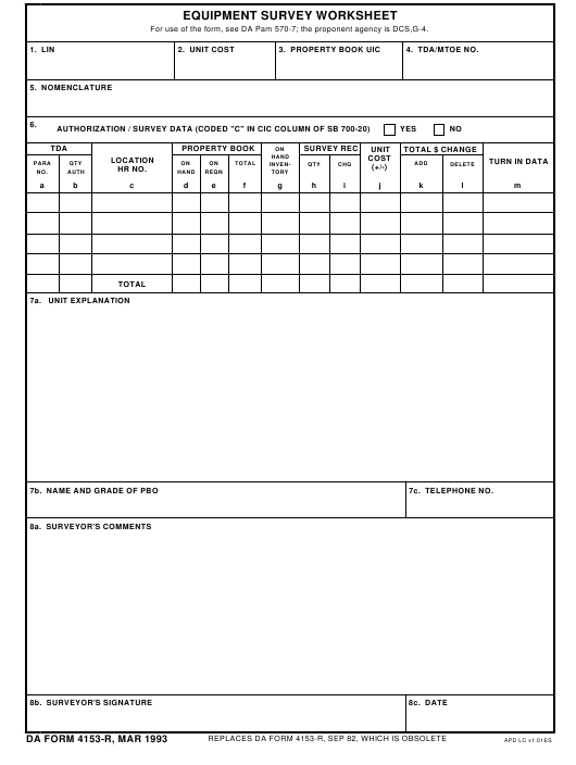 DA Form 4153-R form preview