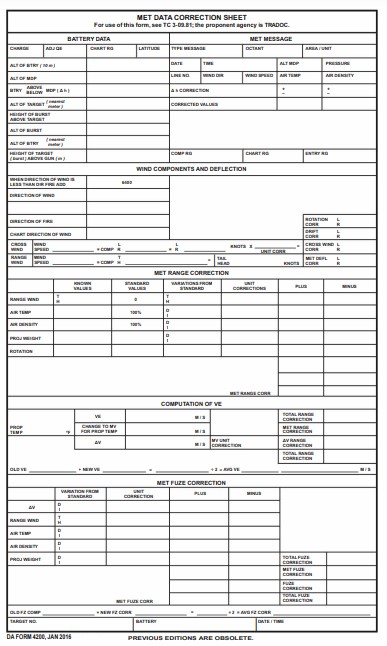 DA Form 4200 form preview