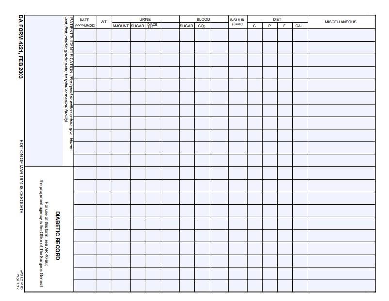 DA Form 4221 form preview