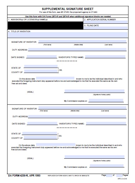 DA Form 4230-R form preview