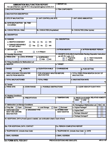 DA Form 4379 form preview