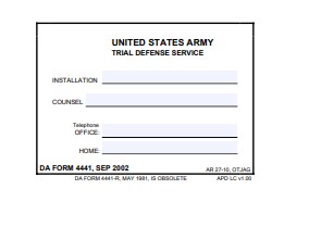 DA Form 4441 form preview