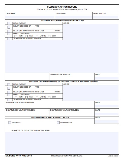 DA Form 4449 form preview