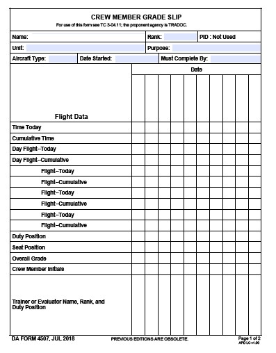 DA Form 4507-1 form preview