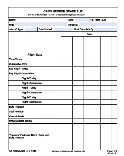 DA Form 4507 form preview