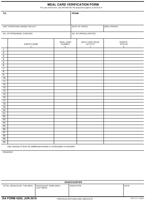 DA Form 4550 form preview