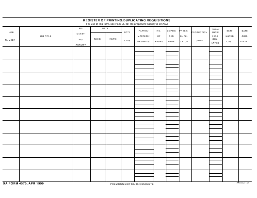DA Form 4570 form preview