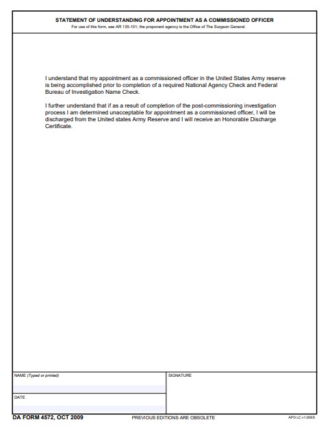 DA Form 4572 form preview