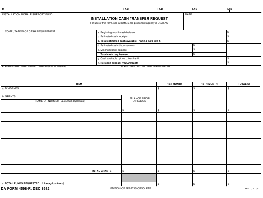DA Form 4598-R form preview