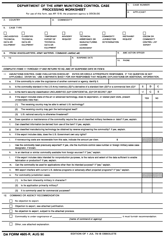 DA Form 4605-R form preview
