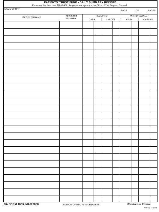 DA Form 4665 form preview