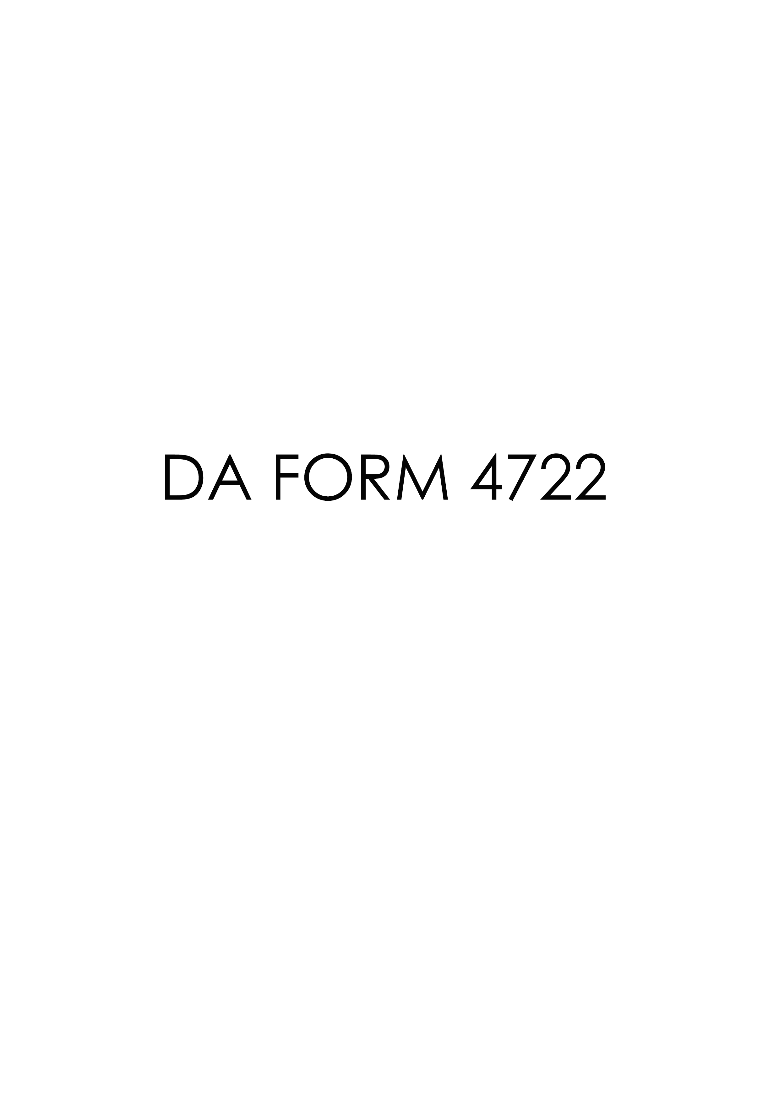DA Form 4722 form preview