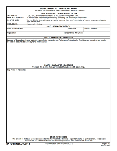 DA Form 4856 form preview