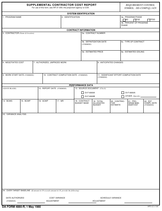 DA Form 4880-R form preview