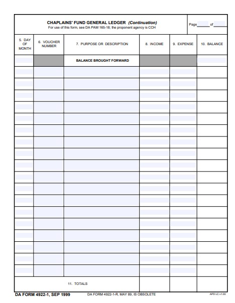 DA Form 4922-1 form preview