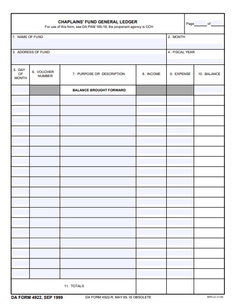DA Form 4922 form preview